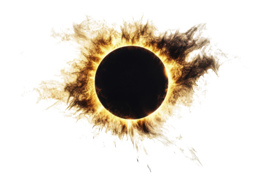 Stunning Solar Eclipse Isolated on transparent Background for Educational Use and Art