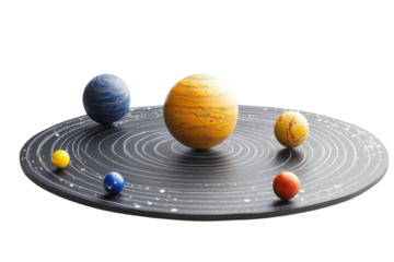 Detailed Solar System Model Isolated on transparent Background for Educational Use and Display