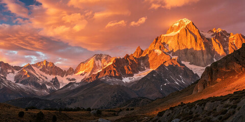 Obraz premium Witness the Stunning Panoramic View of a Golden Sunset as Day Turns to Night