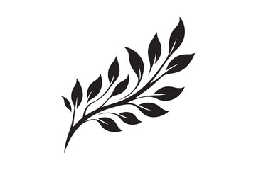 Branch with Teardrop Leaves Silhouette