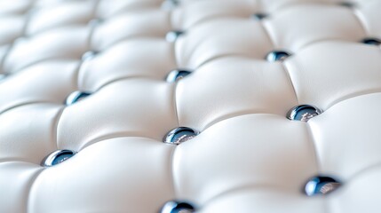 Obraz premium A close up of a white leather upholstered headboard with buttons