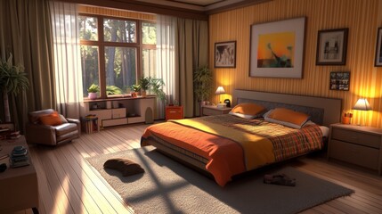 3d render of modern bedroom