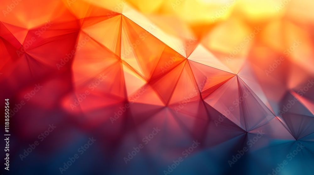 Poster abstract polygonal background with vibrant gradient transitioning from deep blue to warm yellow and 