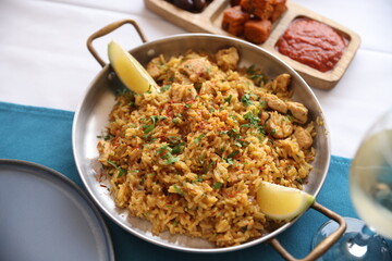 Chicken Paella and Vegetable Rice
