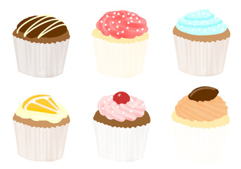 カップケーキのイラスト（６個）
