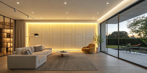 A Brightly Illuminated Modern Interior Room with Contemporary Design