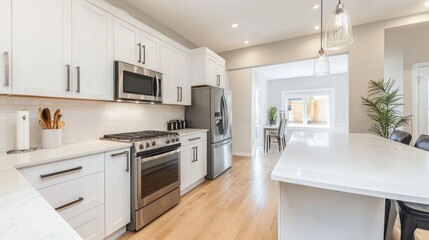 Fototapeta premium Modern White Kitchen Interior Design