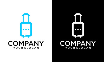 Creative Suitcase with Chat logo design vector. Suitcase logo design template concept