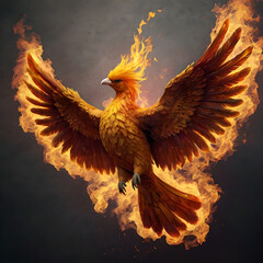 Phoenix bird with fire effect