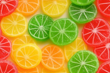 Obraz premium Seamless Bright and Colorful Candy Marmalade Lemon Pattern, Abstract Design with Vibrant Texture