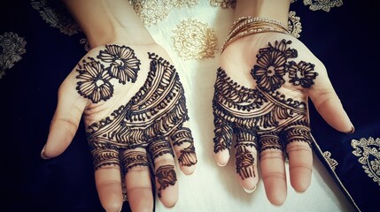 Hand mehndi designs are being prepared and ready for the function