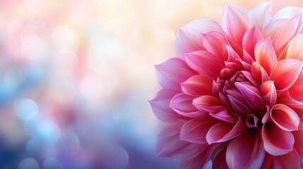 Fototapeta premium A close up of a pink flower on a blue background