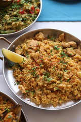 Chicken Paella and Vegetable Rice