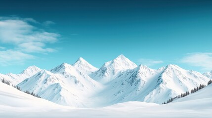 Obraz premium A snow covered mountain range with a blue sky in the background