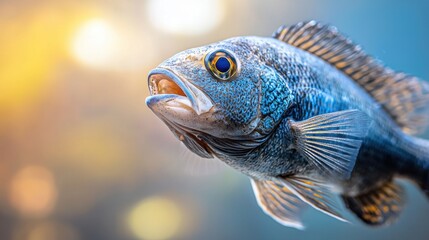 Fototapeta premium A close up of a fish with its mouth open