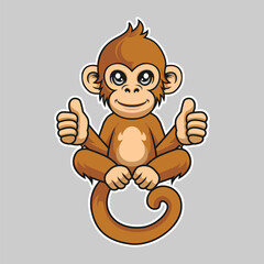 Monkey Mascot Logo, monkey character, monkey vector, monkey sticker illustration