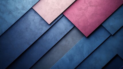 Abstract Geometric Design with Textured Overlapping Planes in Blue and Pink Shades creating a modern pattern