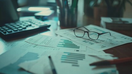 Financial Documents and Spectacles on a Desk