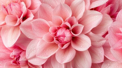 Naklejka premium A bunch of pink flowers with water droplets on them