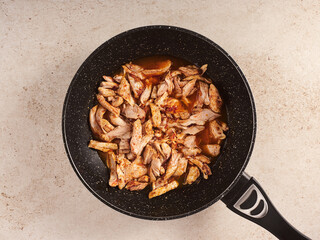Delicious Spanish Chicken Cooking in a Skillet With Spices and Flavors for a Savory Recipe