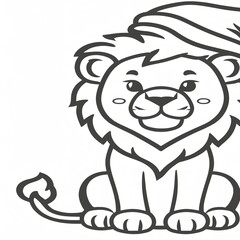 Adorable Cartoon Lion Line Art for Coloring Pages