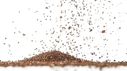 Ground Pepper Falling, Isolated on White Background