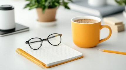 Creative planning session home office inspirational workspace bright environment close-up view planner ideas for productivity