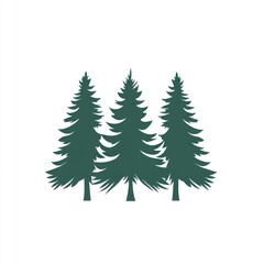 Fototapeta premium Three stylized evergreen trees stand together in a row