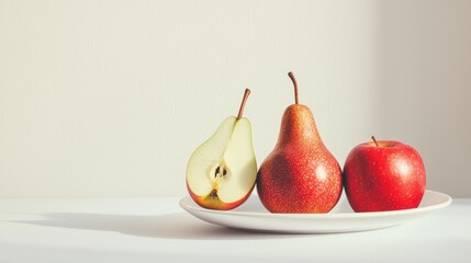 A Still Life Composition of Pears and an Apple