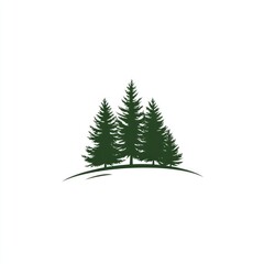 Obraz premium Three Evergreen Trees on a Gentle Hillside