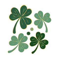 St Patrick's Day Clover Leaf Shamrock Illustration Green and Golden 