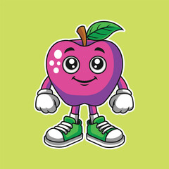 Vector apple character, apple mascot, apple illustration, apple sticker