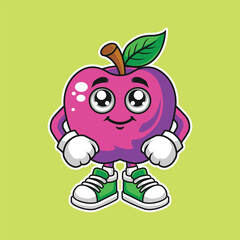 Vector apple character, apple mascot, apple illustration, apple sticker