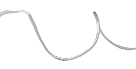 One grey electrical wire isolated on white