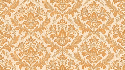 Detailed Damask Seamless Floral Pattern with Soft Peach and Gold Accents , luxurious, textile,  luxurious