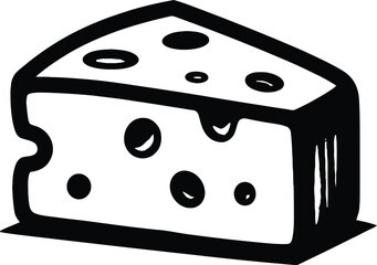 Cheese Slice Icon on Checkerboard Transparent Background