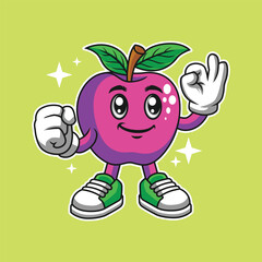 Vector apple character, apple mascot, apple illustration, apple sticker