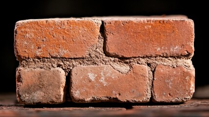 Obraz premium A stack of red bricks sitting on top of a wooden table
