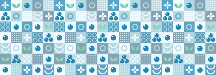 Blueberry abstract geometric pattern and minimalism style. Natural organic shapes of plants and berries, eco farming. Designer fabric, card, wrapping paper, cover.