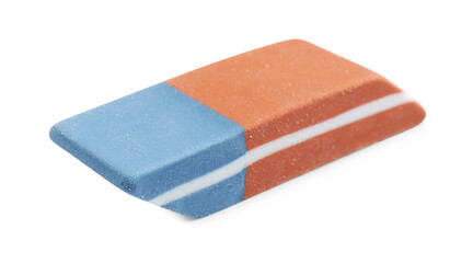 New eraser isolated on white. School stationery
