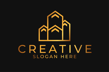 abstract golden building logo