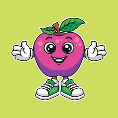 Vector apple character, apple mascot, apple illustration, apple sticker