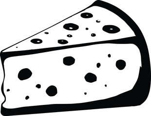 Cheese Slice Icon on Checkerboard Transparent Background