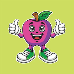 Vector apple character, apple mascot, apple illustration, apple sticker