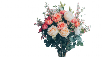 Bouquet of flowers for Employee Appreciation Day, representing gratitude and recognition, isolated on white, PNG file, transparent background.