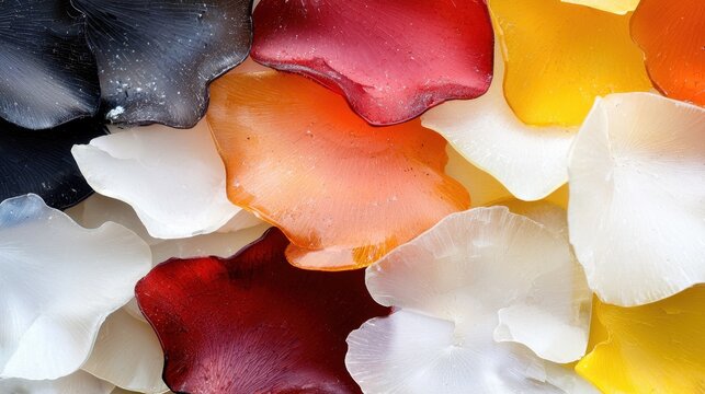 A close up of a bunch of different colored petals