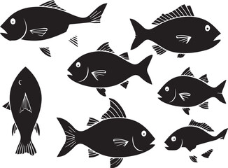 set of fish silhouettes
