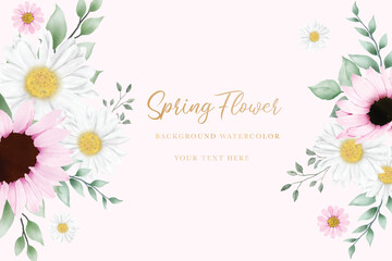 Summer watercolor chrysanthemum flower card