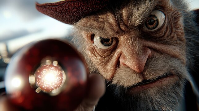 A close up of a monkey holding a red ball in his hand