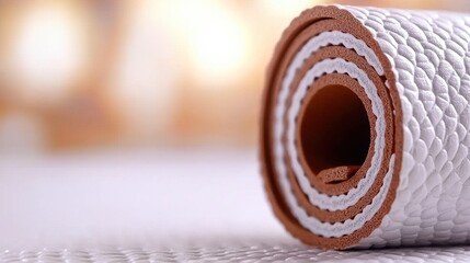 Naklejka premium A roll of white and brown leather on a table